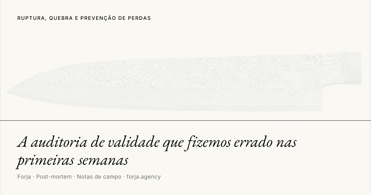 A auditoria de validade que fizemos errado nas primeiras semanas