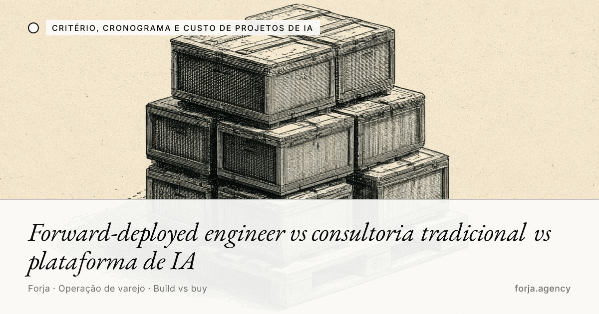 Forward-deployed engineer vs consultoria tradicional vs plataforma de IA
