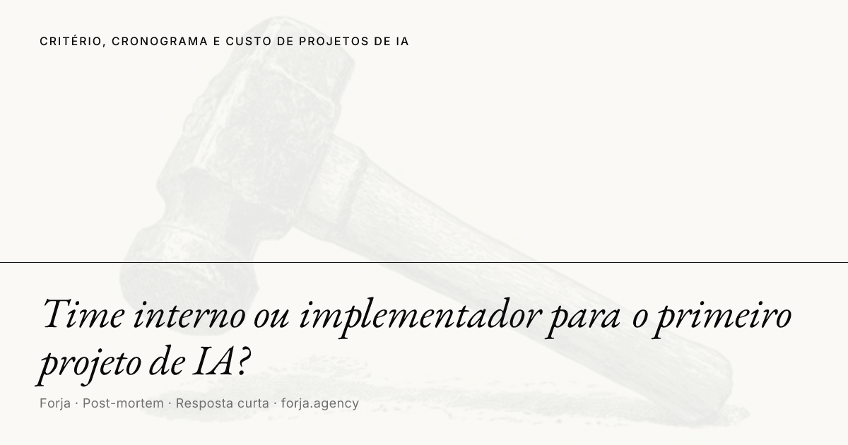 Time interno ou implementador para o primeiro projeto de IA?